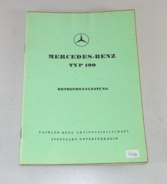 Betriebsanleitung / Owner's Manual Mercedes W121 Ponton 190 Stand 07/1958