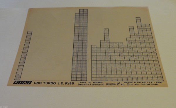 Microfich / Ersatzteilkatalog Fiat Uno Turbo I. E. R / 89 60331596