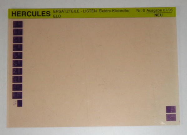 Microfich Ersatzteilkatalog Hercules Elektro-Kleinroller ELO Stand 07/95