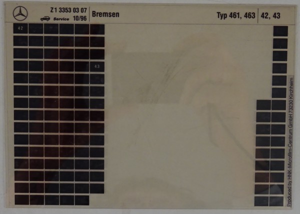 Microfich Werkstatthandbuch Mercedes G-Modell / G-Klasse W461, W463 Bremsen 1996