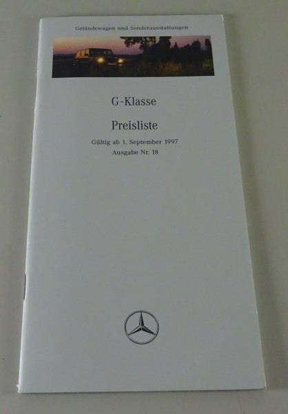 Preisliste Mercedes-Benz G-Modell / G-Klasse W463 & W461 gültig ab 01/09/1997