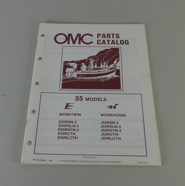 Teilekatalog OMC Evinrude / Johnson Outboards 55 PS Models Stand 03/1983