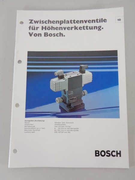 Prospekt / Technische Info Bosch Zwischenplattenventile für Höhenverkettung 1977