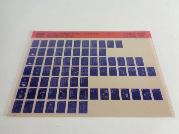 Microfich Teilekatalog Sabo Benzin-Rasenmäher 52 cm, 2-Takt-Motor von 11/1999