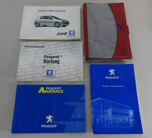 Bordmappe mit Betriebsanleitung + Scheckheft Peugeot 206 Stand 2000