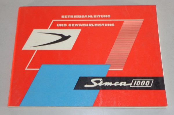 Betriebsanleitung / Handbuch Simca 1000 1. Serie von 1963