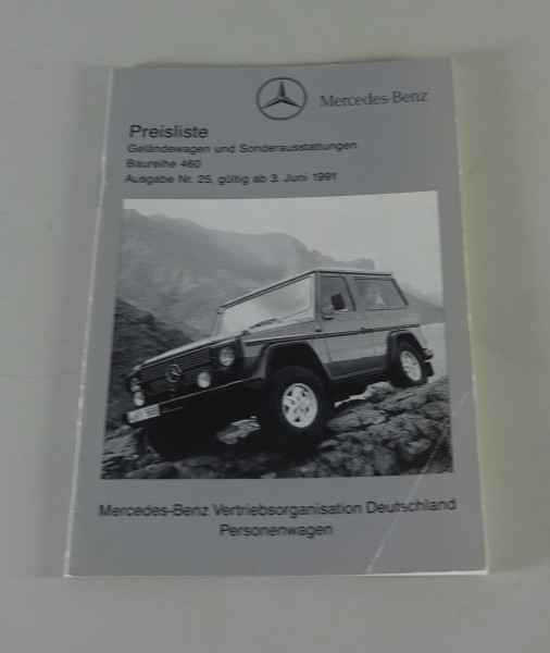 Preisliste Mercedes Benz G-Klasse W460 gültig ab 03/06/1991