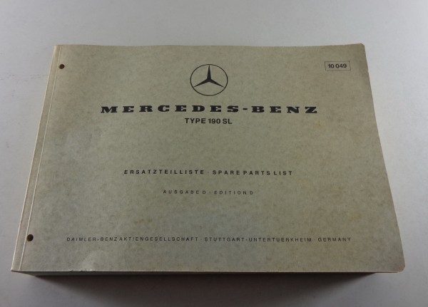 Teilekatalog Mercedes Benz 190 SL R121 Stand 01/1963