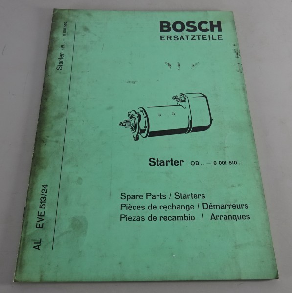 Teilekatalog / Parts list Bosch Starter QB (R) 24 V 9 PS von 07/1969