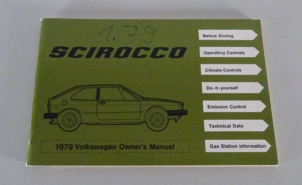Owner's manual VW Scirocco I Typ 53 US-Model Model Year 1979 from 01/1979