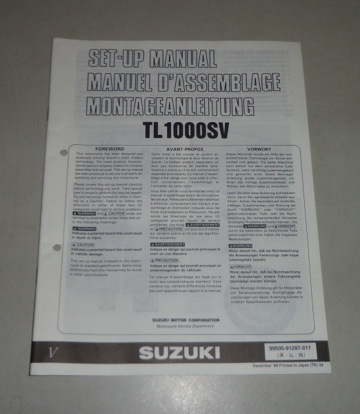 Montageanleitung / Set Up Manual Suzuki TL 1000 S Stand 12/1996
