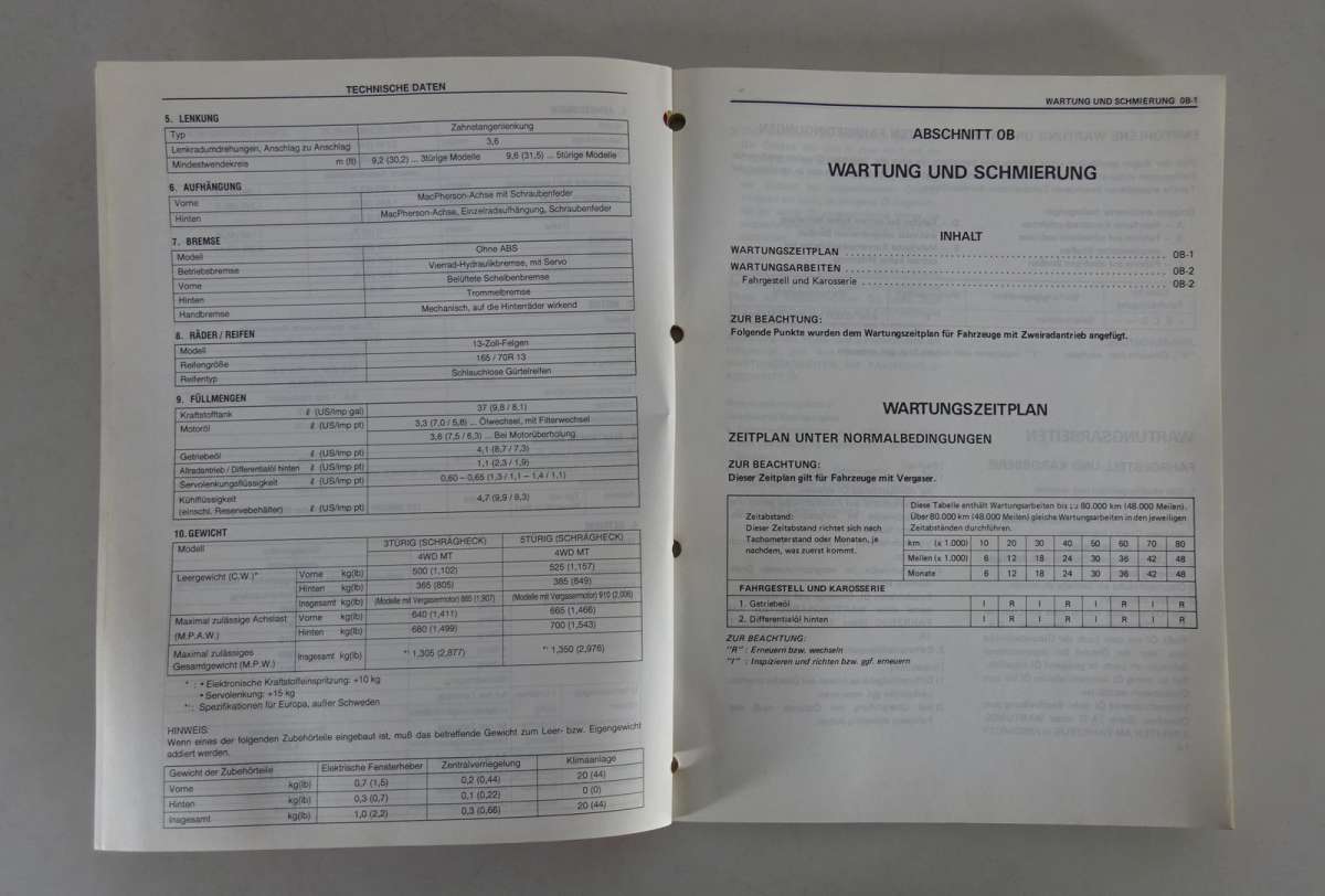 Werkstatthandbuch Subaru Justy inkl. 4WD Allrad Typ JMA/MS Stand