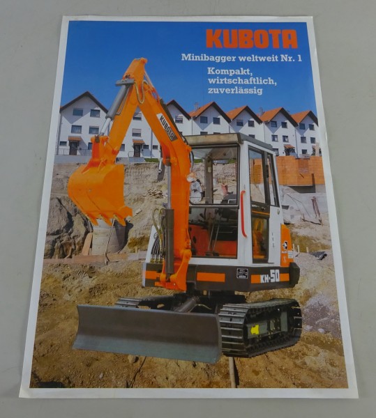 Prospektblatt / Modellübersicht Kubota Minibagger KH 31, 35, 50, 60, 90, 16 W