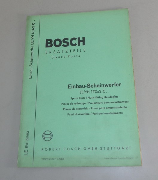 Teilekatalog Bosch Einbau-Scheinwerfer LE/YH 170x2 C 1 von 5/1962