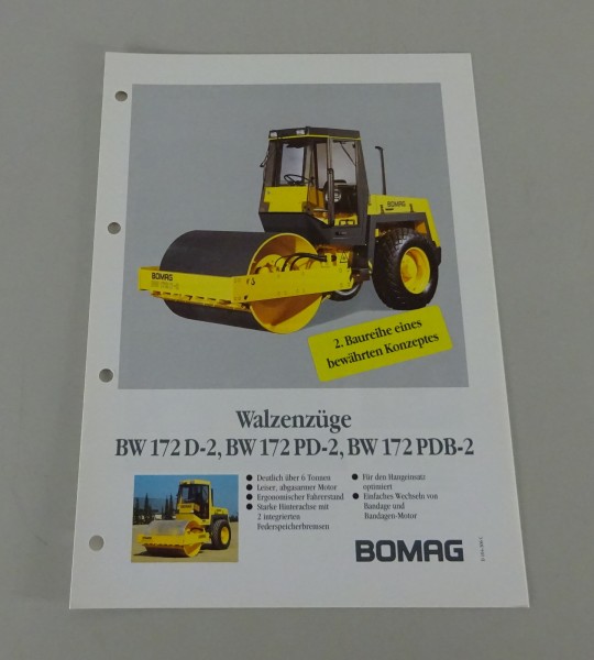 Prospekt Bomag Walzenzüge BW 172 D-2 / 172 PD-2 / 172 PDB-2 Stand 03/1992