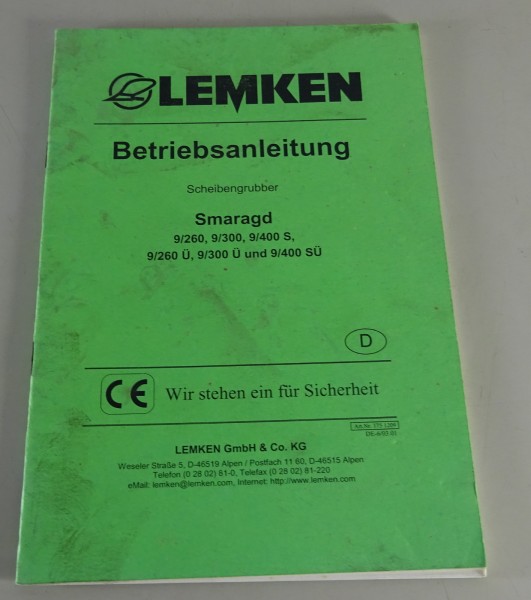 Betriebsanleitung | Lemken Scheibengrubber Smaragd 9/260 | 9/300 | 9/400