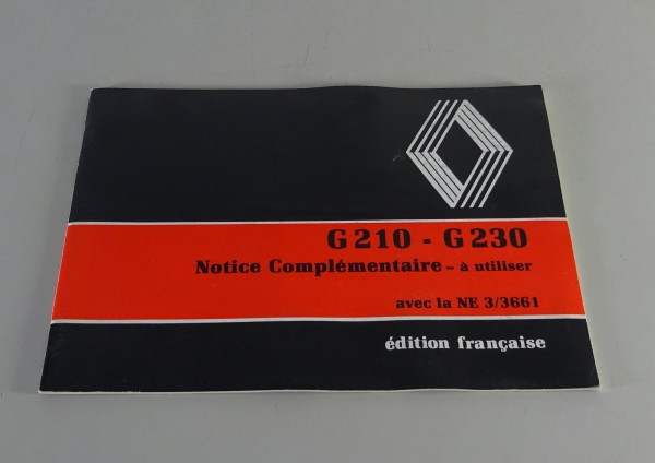 Betriebsanleitung / Handbuch Renault LKW additif G 210 - G 230 von 02/1984