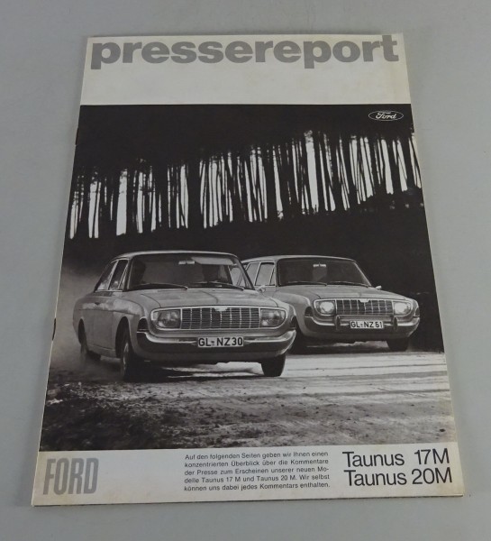 Faltprospekt / Broschüre Pressereport Ford Taunus 17 M / 20 M P5 Stand 09/1964