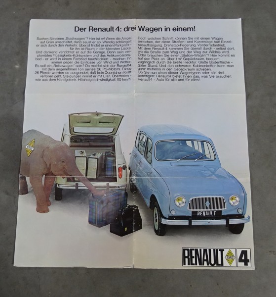 Prospekt / Faltprospekt Renault R4 auf Deutsch