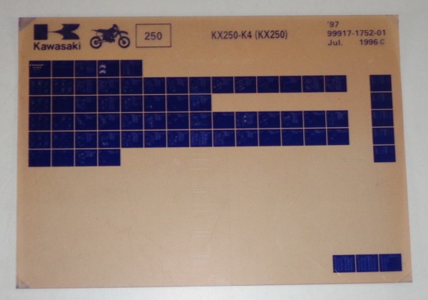 Microfich Ersatzteilkatalog Kawasaki KX 250 K4 Model 1997 Stand 07/96