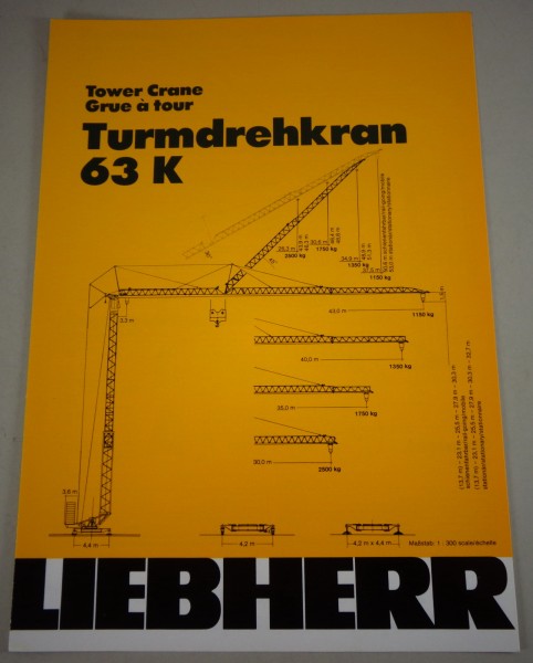 Datenblatt / Data sheet Liebherr „ Turmdrehkran 63 K" Stand 03/1986