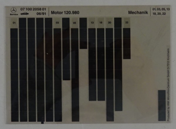 Microfich Teilekatalog Mercedes-Benz Benzin Motor M 120.980 Mechanik 06 / 1991