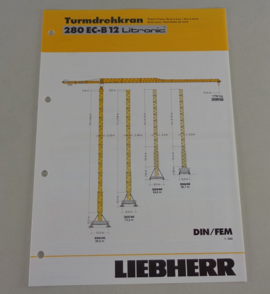 Datenblatt Liebherr Turmdrehkran 280 EC-B 12 Litronic von 04/2007