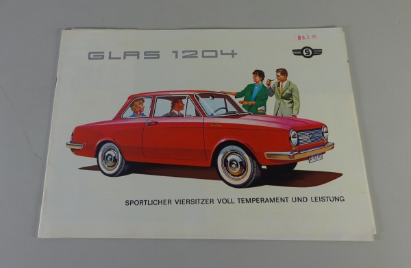 Prospekt / Broschüre Glas 1204 Roadster / Coupé / Limousine Stand 07/1963