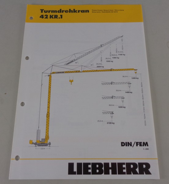 Datenblatt / Technische Beschreibung Liebherr Turmdrehkran 42 KR.1 von 03/2004