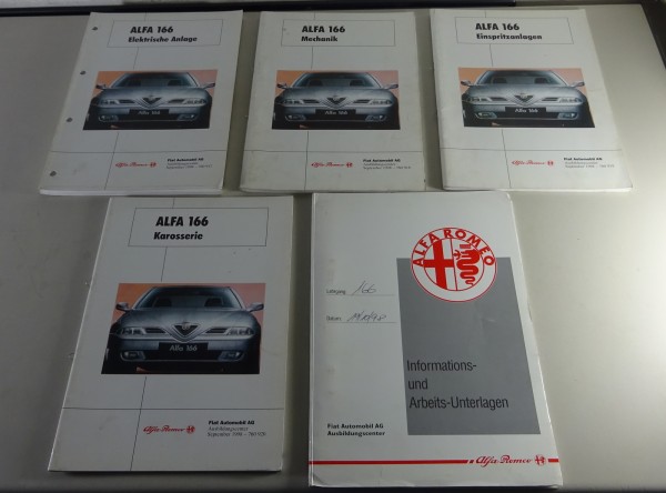 Schulungsunterlage Konvolut Alfa Romeo 166 Elektrik, Karosserie, Mechanik...1998