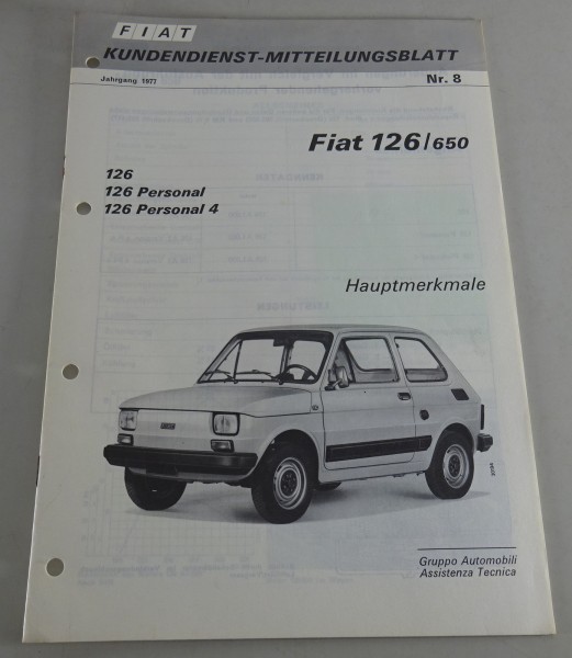 Kundendienstschulung Fiat 126 / 650 | 126 Personal & 126 Personal 4 Stand 7/1977