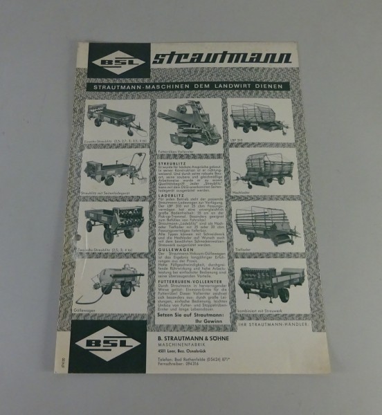 Prospektblatt / Broschüre BSL Strautmann Landmaschinen-Programm Stand 1967