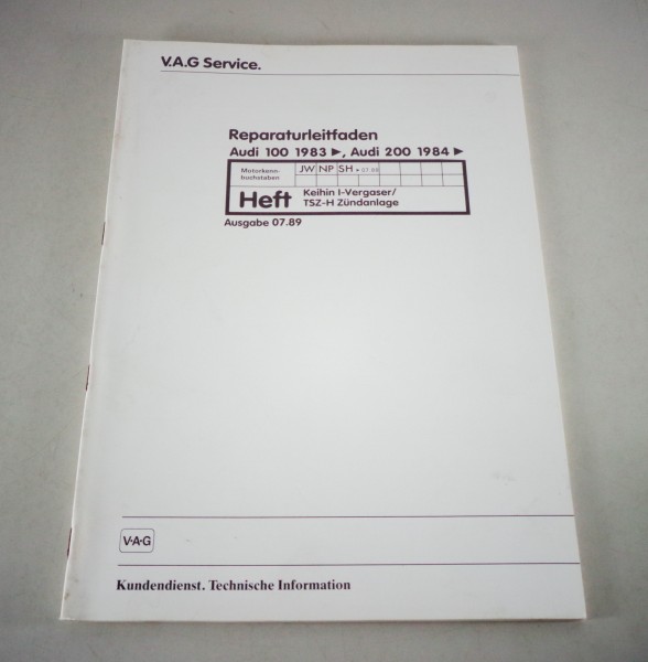 Werkstatthandbuch Audi 100 Typ 44 C3 / 200 Keihin l-Vergaser / TSZ-H Zündanlage