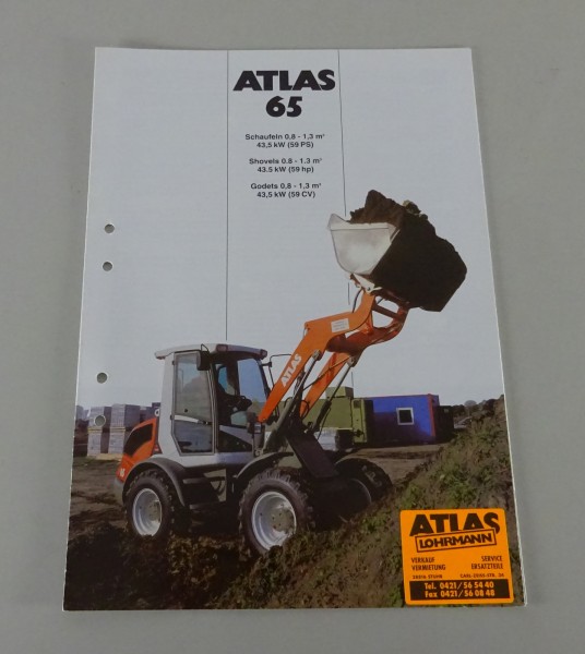 Prospekt / Broschüre Atlas Radlader 65 Stand 02/1998