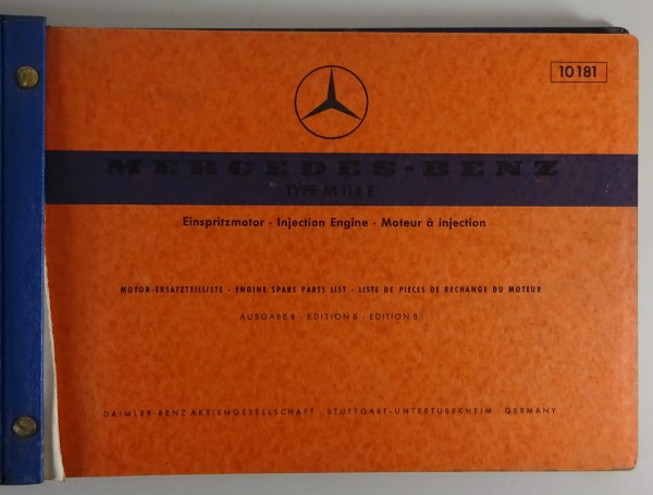 Teilekatalog Mercedes Benz Motor M114 E in /8 W114 250 CE Coupe von 1970 (10181)