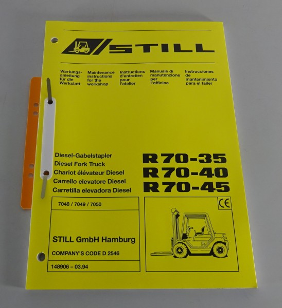 Wartungshandbuch Still Diesel-Gabelstapler R70-35 / R70-40 / R70-45 von 03/1994
