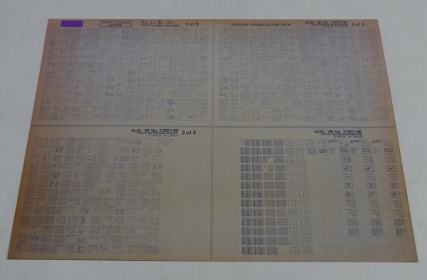 Microfich Teilekatalog / Ersatzteilliste Toyota Land Cruiser RJ, LJ, BJ 08/1986