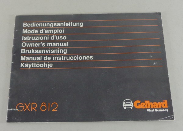 Betriebsanleitung Gelhard Autoradio GXR 812 von 1979
