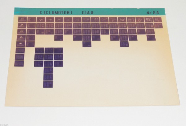 Microfich Ersatzteilkatalog Mofa Piaggo Ciao P / Ciao PV / Ciao PX Stand 04/1984