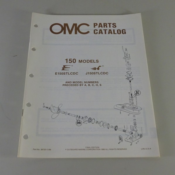 Teilekatalog Johnson Evinrude Außenborder / Outboards 150 PS Models Stand 5/1986