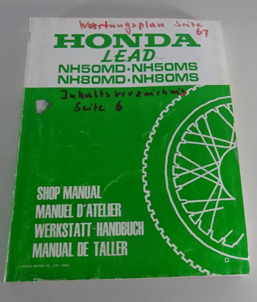 Werkstatthandbuch / Workshop Manual Honda NH 50 MS / MD / NH 80 MS / MD von 1982