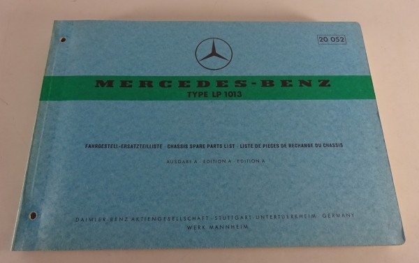 Teilekatalog Fahrgestell Mercedes-Benz LKW LP 1013 Stand 01/1966