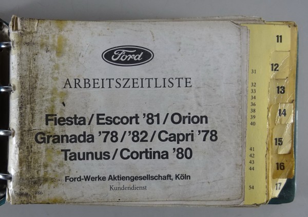 Richtzeitenkatalog / Arbeitsrichtzeiten Ford Capri III / Granada ´78 / Taunus...
