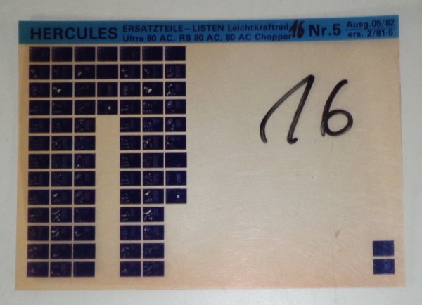 Microfich Ersatzteilkatalog Hercules Leichtkraftrad Ultra 80AC/ RS 80AC etc 82