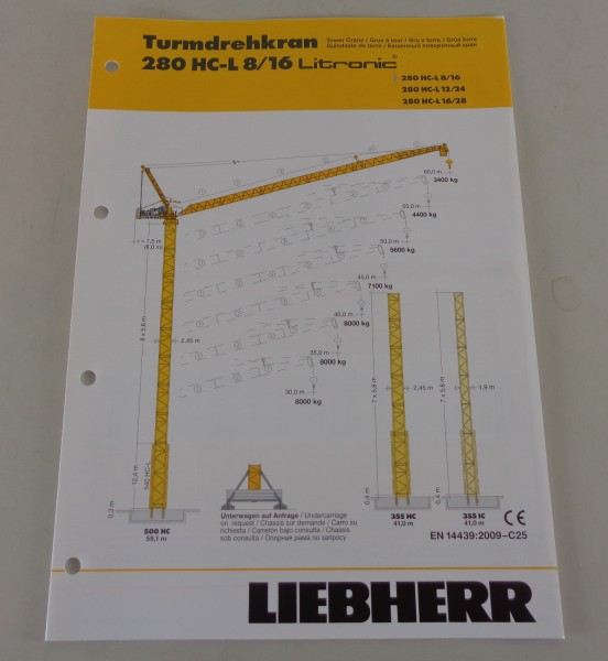 Datenblatt Liebherr Turmdrehkran 280 HC-L 8 / 16 Litronic von 04/2010