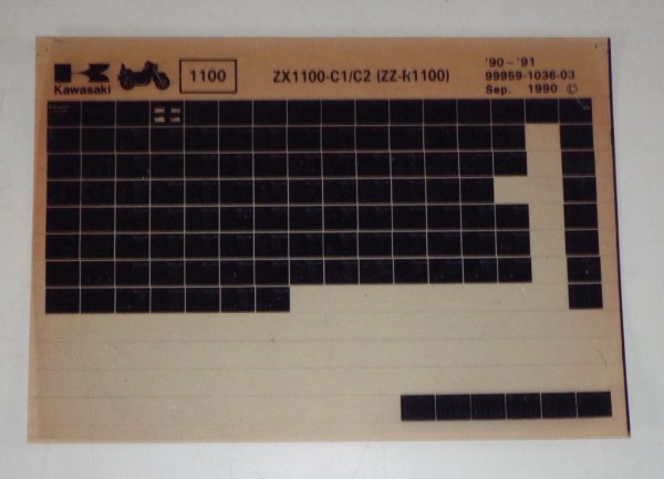 Microfich Ersatzteilkatalog Kawasaki ZZ R1100 ZX 1100 C1/C2 Model 90-91 von 9/90
