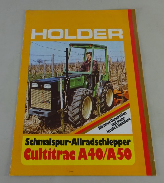 Prospekt / Broschüre Holder Cultitrac A 40 / A 50 Schmalspur-Allradschlepper