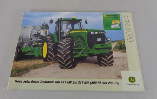 Prospekt / Broschüre John Deere Traktoren Serie 8020 mit 147-217 kW v. 10/2001