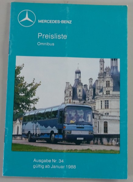 Preisliste Mercedes-Benz Omnibus Ausgabe Nr.: 34 Stand 01/1988