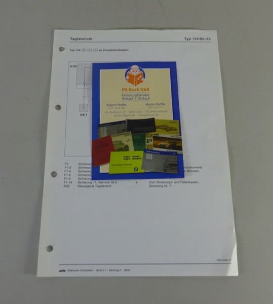 Schaltplan Mercedes-Benz W124 Tagfahrlicht für IS / N / S Stand 08/1993